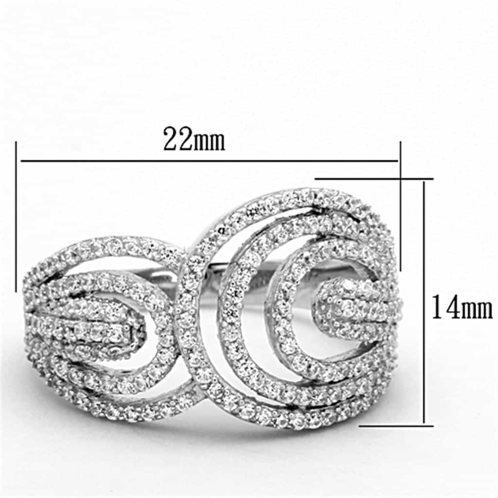 Sterling Silver CZ Pave Spiral Teardrop Dome Ring view 7