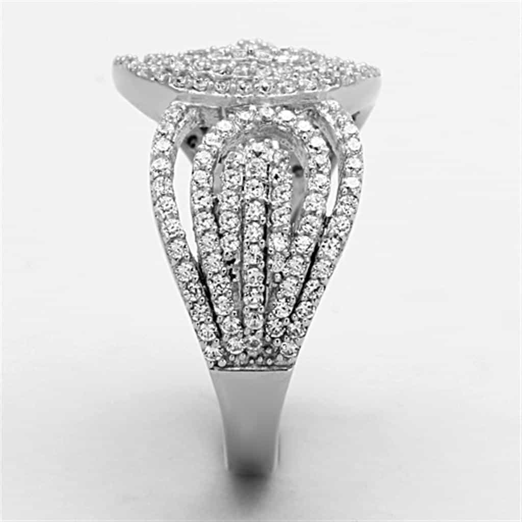Sterling Silver CZ Pave Spiral Teardrop Dome Ring view 9