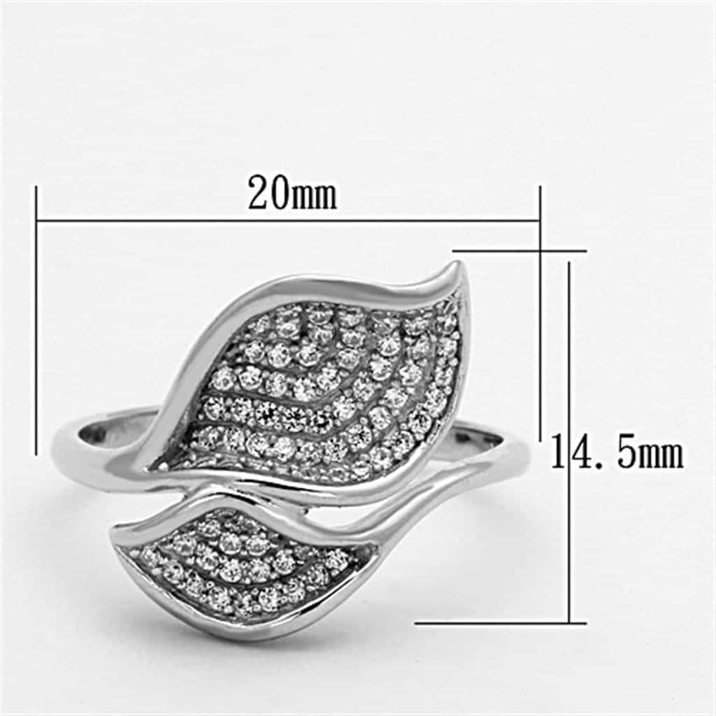 Sterling Silver CZ Pave Wing Leaf Bypass Ring view 7