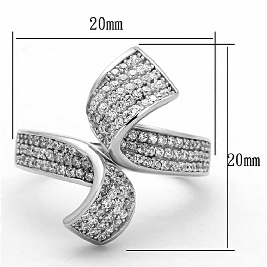 Sterling Silver CZ Pave Ribbon Twist Bow Wide Ring view 7
