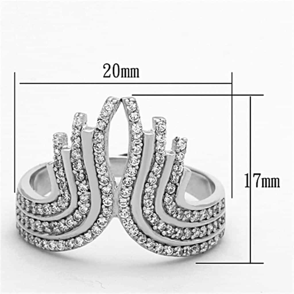 Sterling Silver CZ Pave Multi Wave Swirl Wide Ring view 7