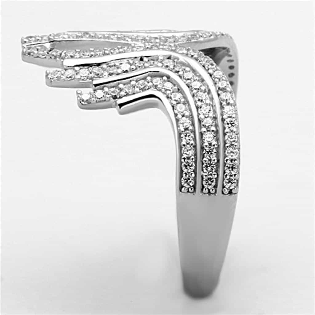 Sterling Silver CZ Pave Multi Wave Swirl Wide Ring view 9
