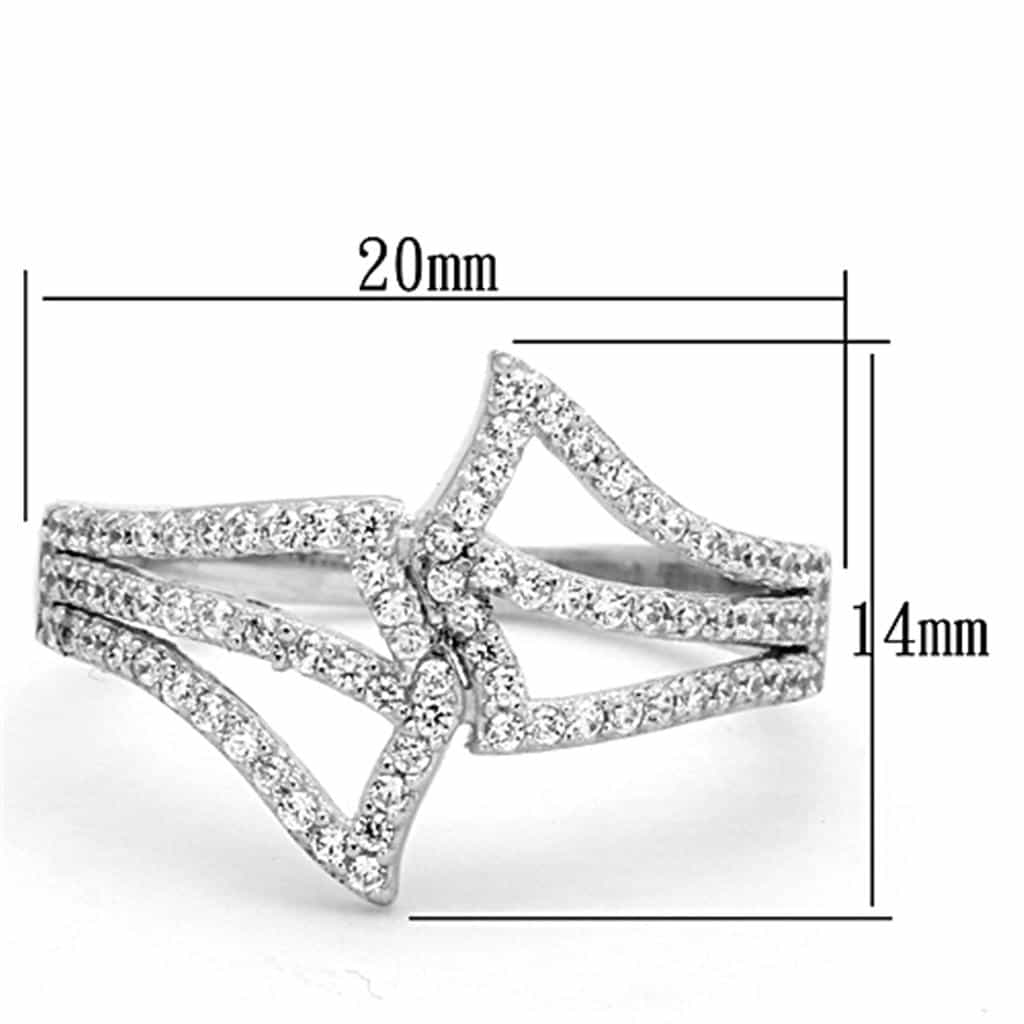 Sterling Silver CZ Pave Double V Chevron Wide Ring view 7