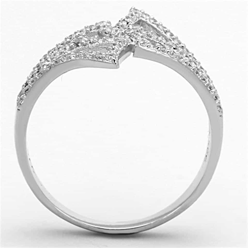 Sterling Silver CZ Pave Double V Chevron Wide Ring view 10