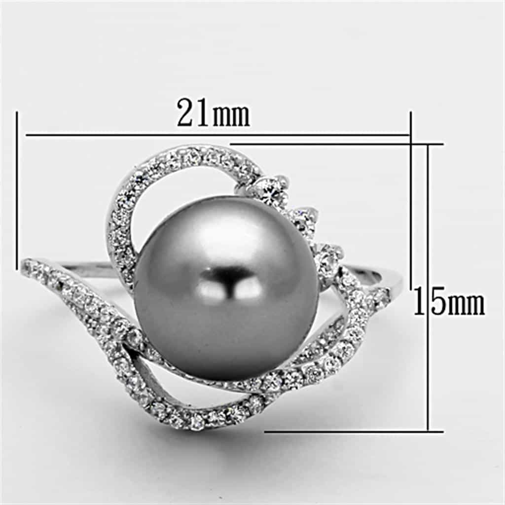 Sterling Silver Grey Tahitian Pearl CZ Accent Ring view 7