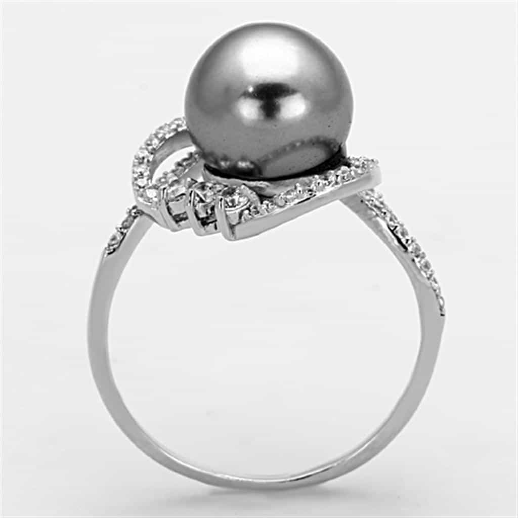 Sterling Silver Grey Tahitian Pearl CZ Accent Ring view 8