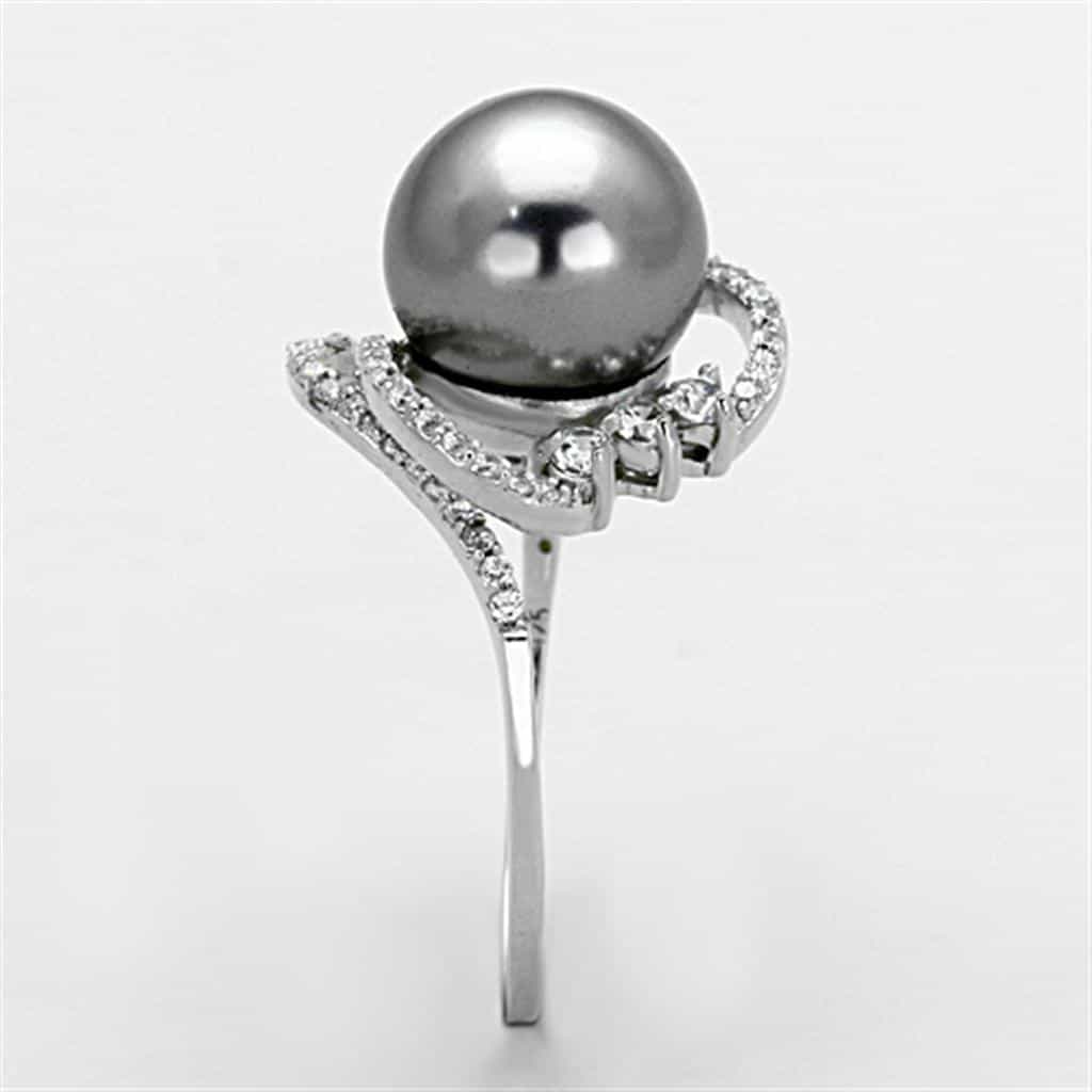 Sterling Silver Grey Tahitian Pearl CZ Accent Ring view 9