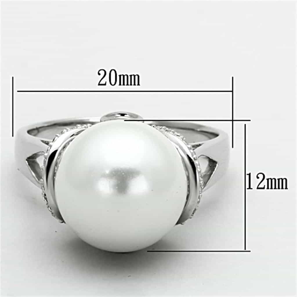 Sterling Silver White Pearl CZ Pave Leaf Bypass Ring view 2