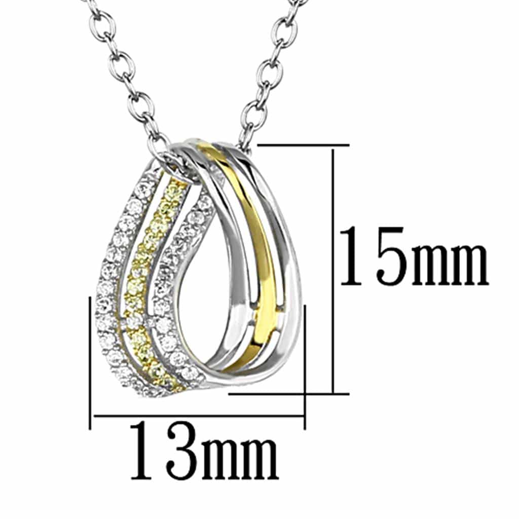 Sterling Silver Gold Two Tone CZ Twisted Loop Pendant view 2