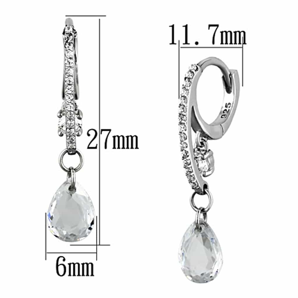 Sterling Silver CZ Pear Briolette Leverback Drop Earrings view 2
