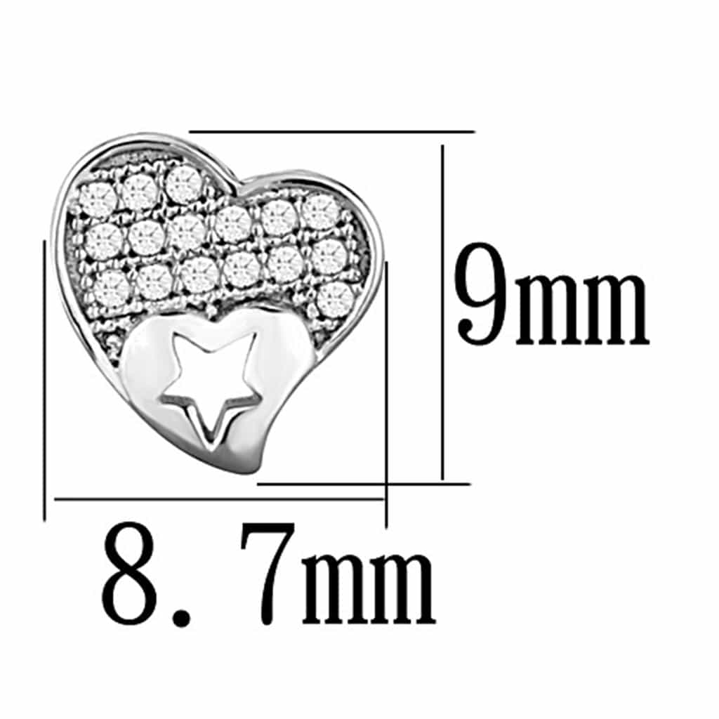 Sterling Silver CZ Heart Star Accent Stud Earrings view 2