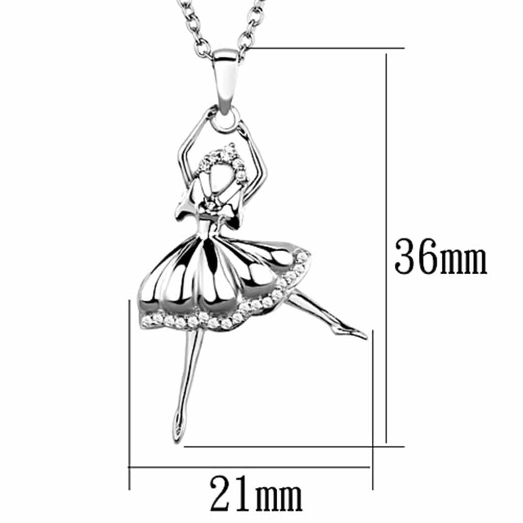 Sterling Silver CZ Ballerina Dancer Pendant view 2