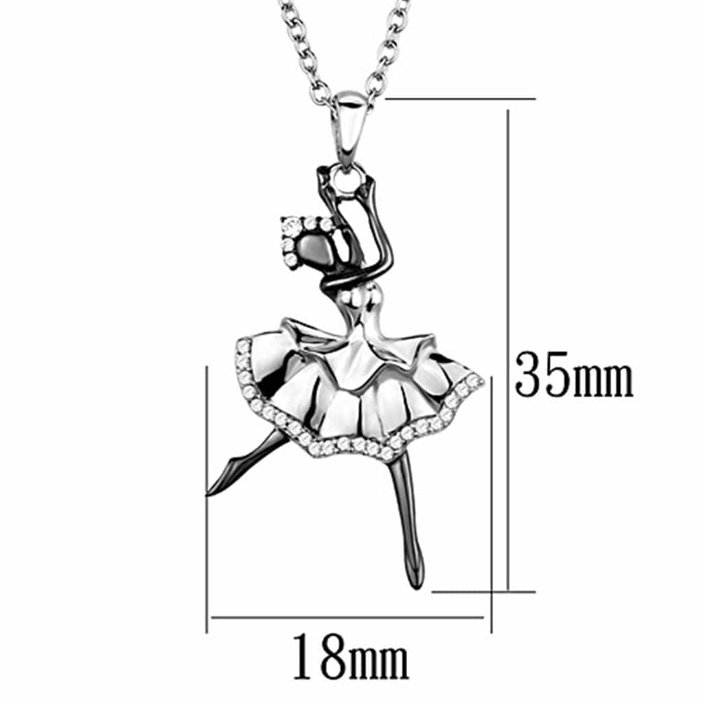 Sterling Silver CZ Ballerina Dancer Skirt Pendant view 2