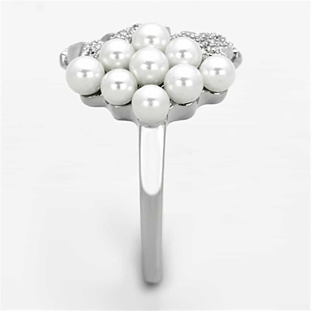 Sterling Silver CZ Pearl Leaf Cluster Wrap Ring view 11