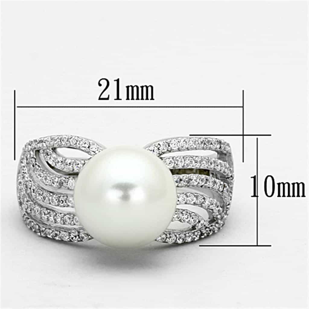 Sterling Silver Pearl CZ Wave Multi Row Ring view 7