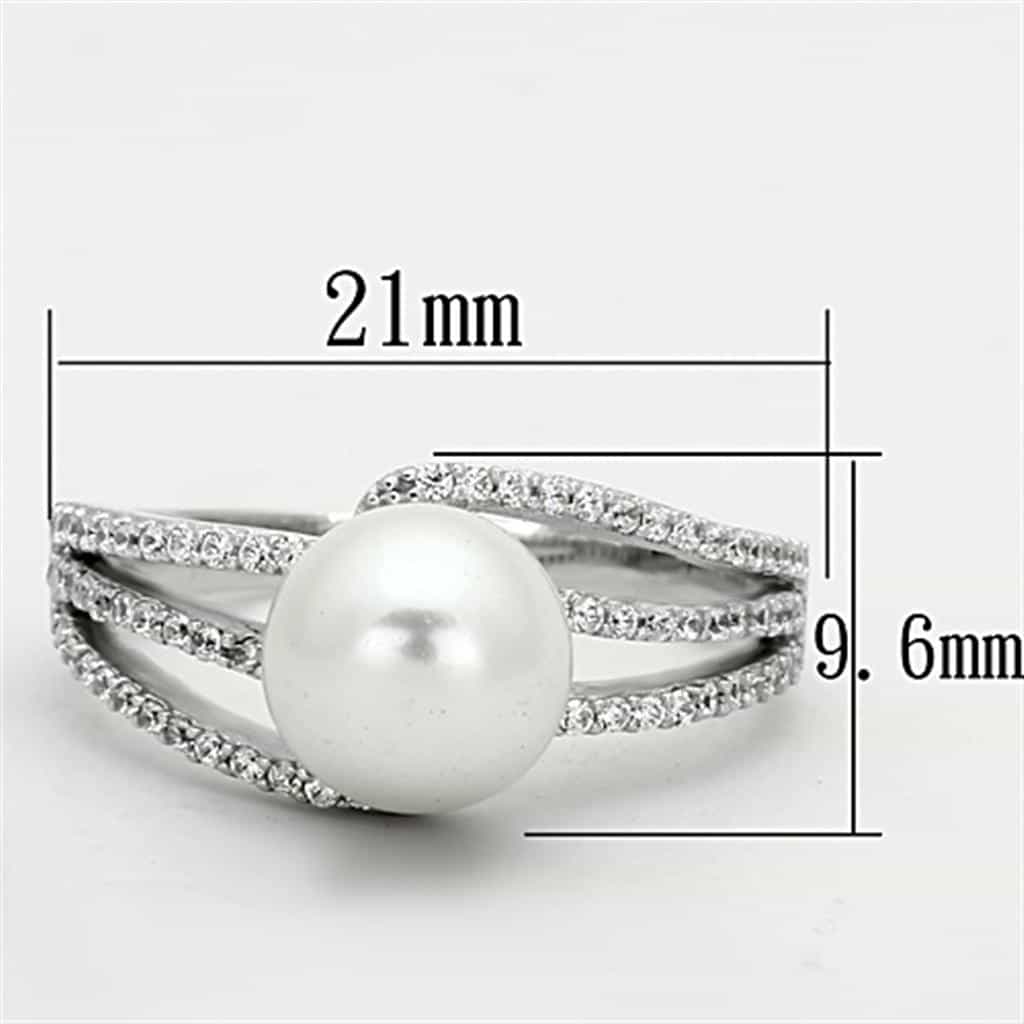 Sterling Silver Pearl CZ Pave Multi Row Ring view 2