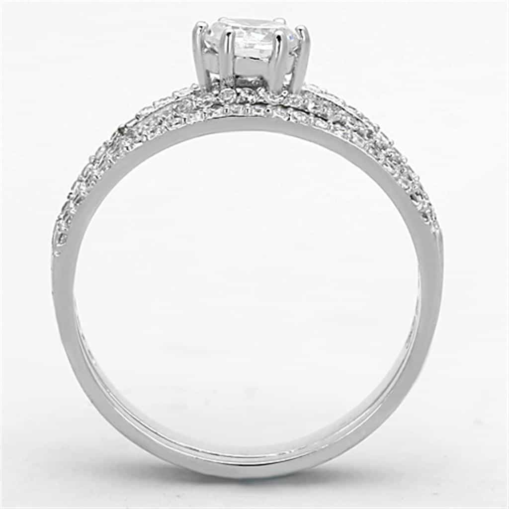 Sterling Silver CZ Marquise Bypass Pave Open Ring view 8