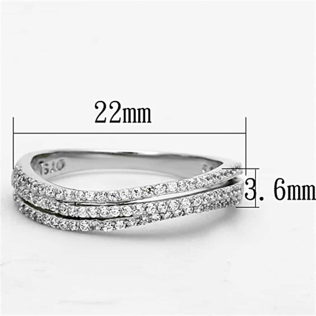 Sterling Silver CZ Pave Double Band Crossover Ring view 7
