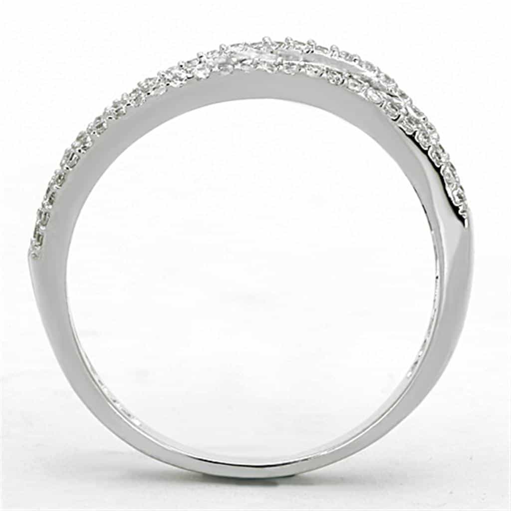 Sterling Silver CZ Pave Double Band Crossover Ring view 8