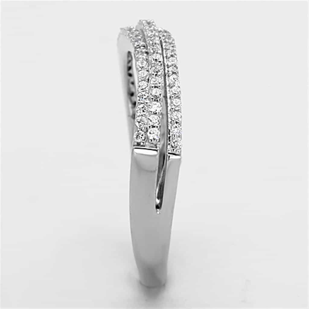 Sterling Silver CZ Pave Double Band Crossover Ring view 9