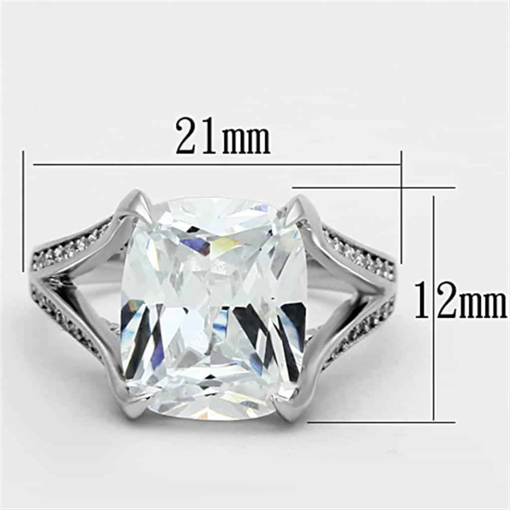 Sterling Silver CZ Cushion Large Solitaire Split Shank Ring view 2