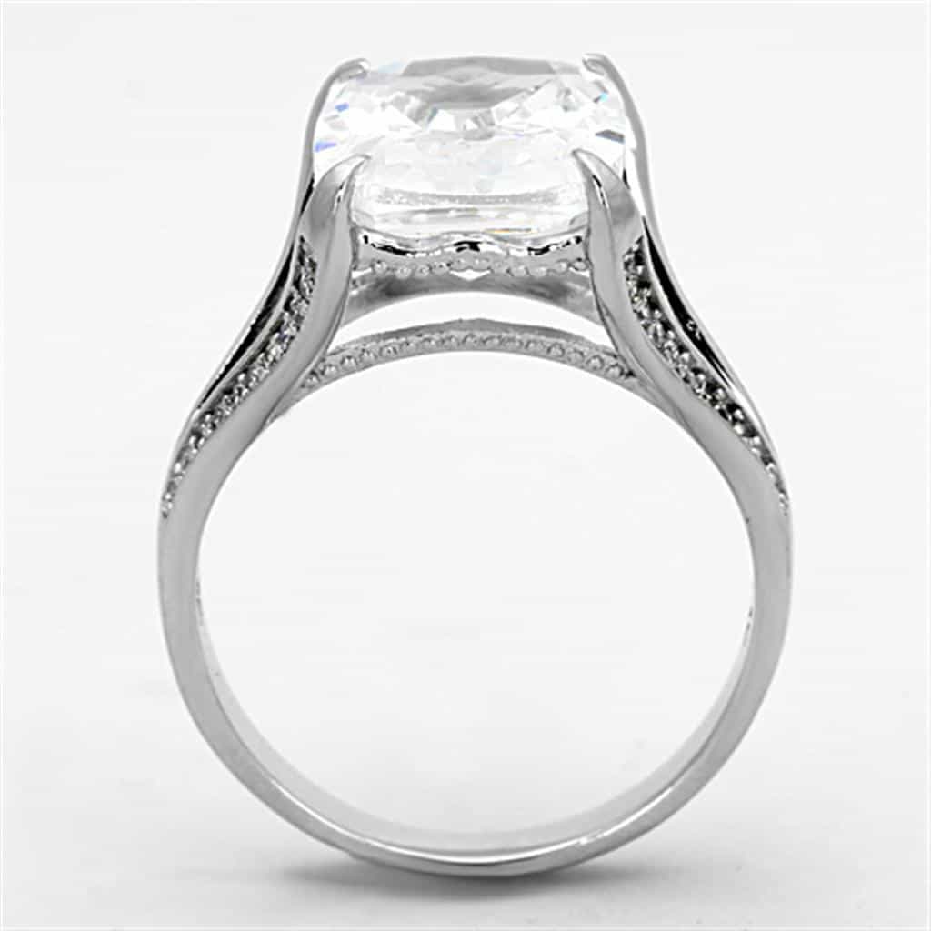Sterling Silver CZ Cushion Large Solitaire Split Shank Ring view 8