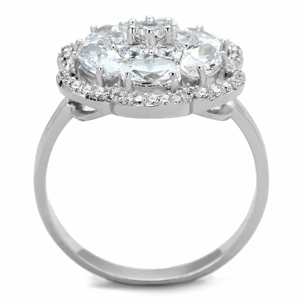Sterling Silver CZ Round Oval Flower Cluster Ring view 8