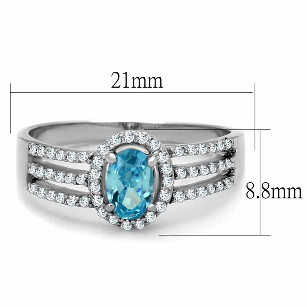 Sterling Silver Blue Topaz Oval Halo Multi Row Ring view 7