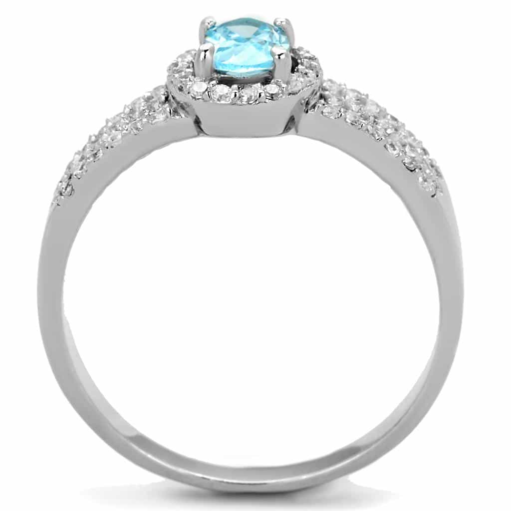 Sterling Silver Blue Topaz Oval Halo Multi Row Ring view 8