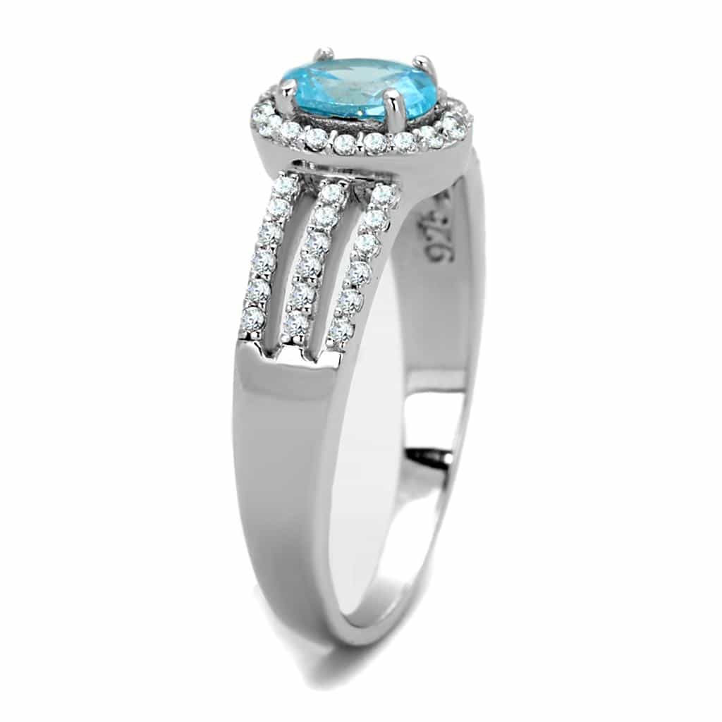 Sterling Silver Blue Topaz Oval Halo Multi Row Ring view 9