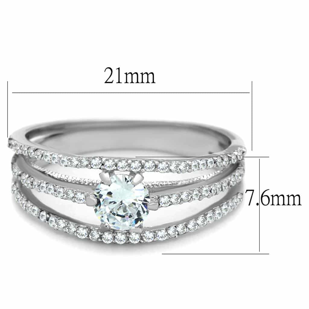 Sterling Silver CZ Round Triple Row Pave Ring view 2