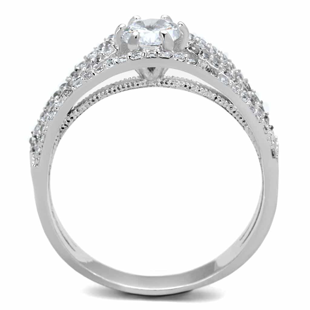 Sterling Silver CZ Round Triple Row Pave Ring view 8