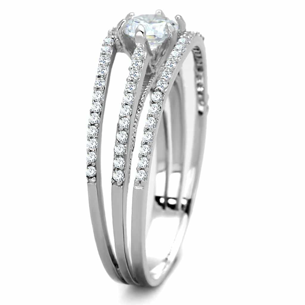 Sterling Silver CZ Round Triple Row Pave Ring view 9