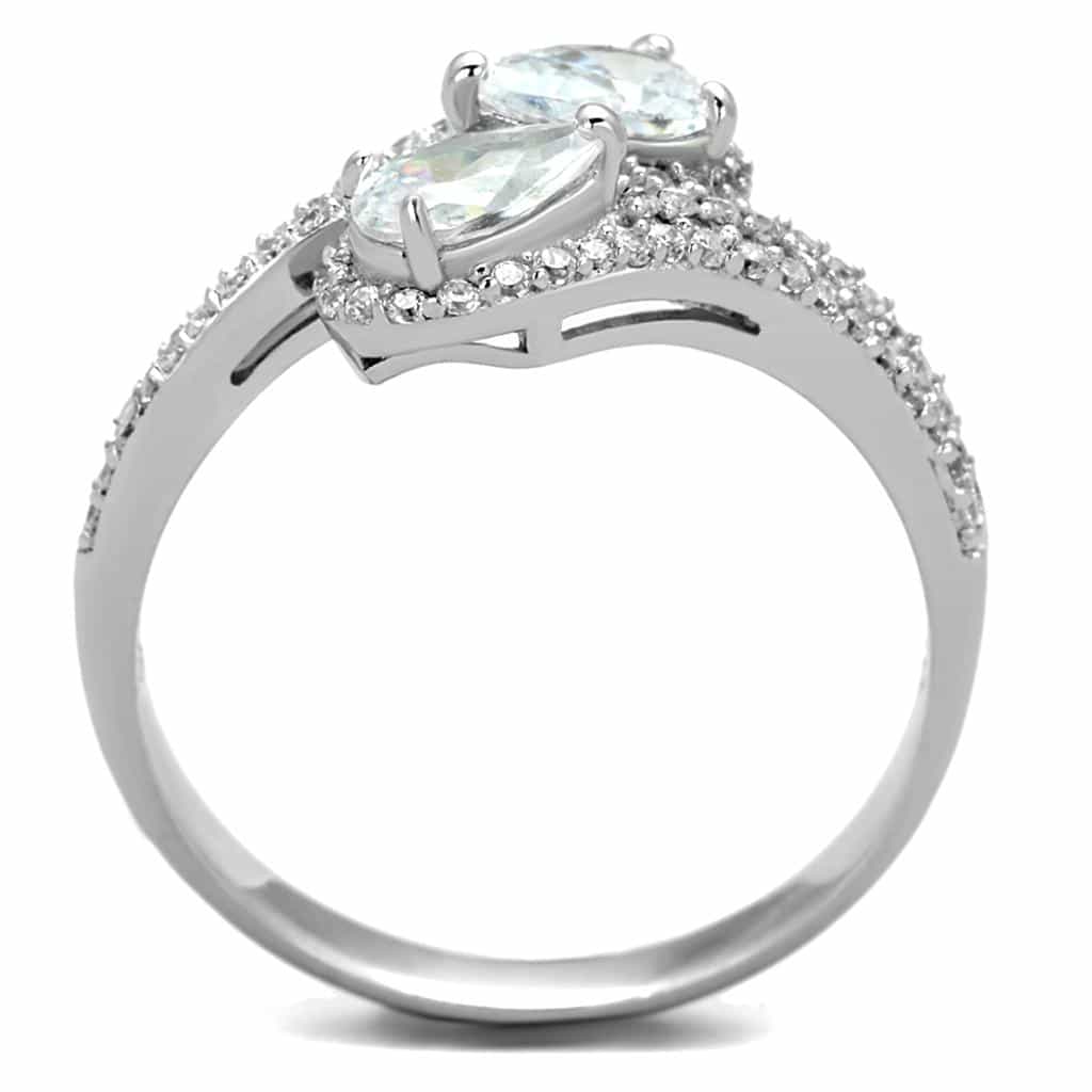 Sterling Silver CZ Round Pear Twisted Bypass Pave Ring view 8