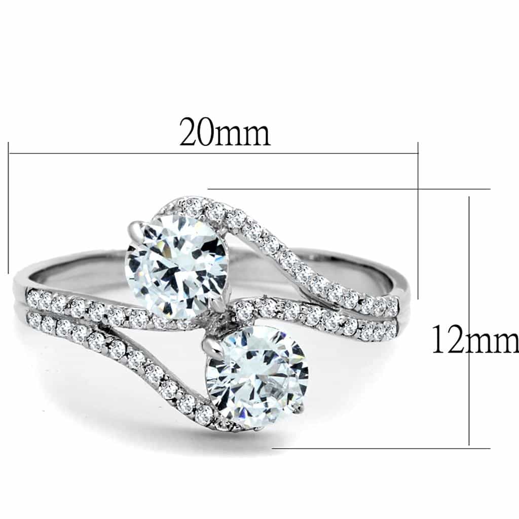 Sterling Silver CZ Round Bypass Swirl Halo Ring view 7