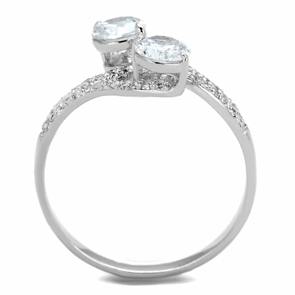 Sterling Silver CZ Round Bypass Swirl Halo Ring view 3