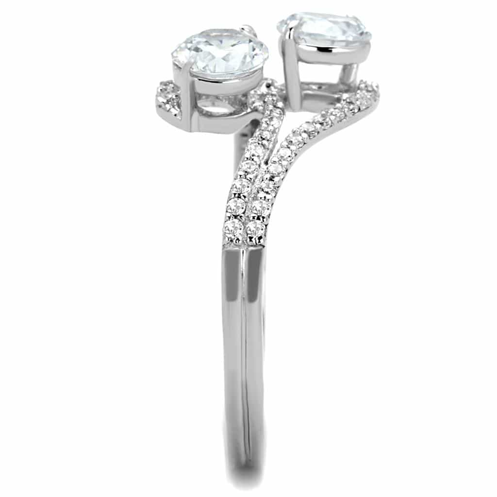 Sterling Silver CZ Round Bypass Swirl Halo Ring view 9