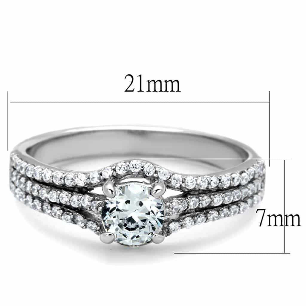 Sterling Silver CZ Round Split Shank Halo Pave Ring view 7