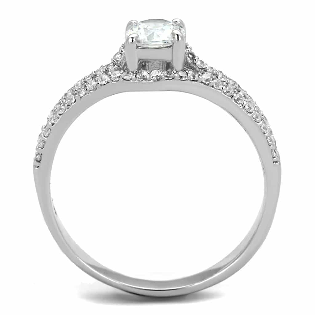 Sterling Silver CZ Round Split Shank Halo Pave Ring view 8
