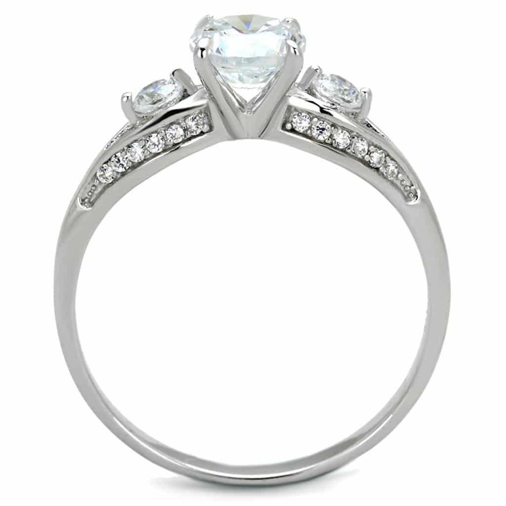 Sterling Silver CZ Heart Solitaire Bypass Pave Ring view 8