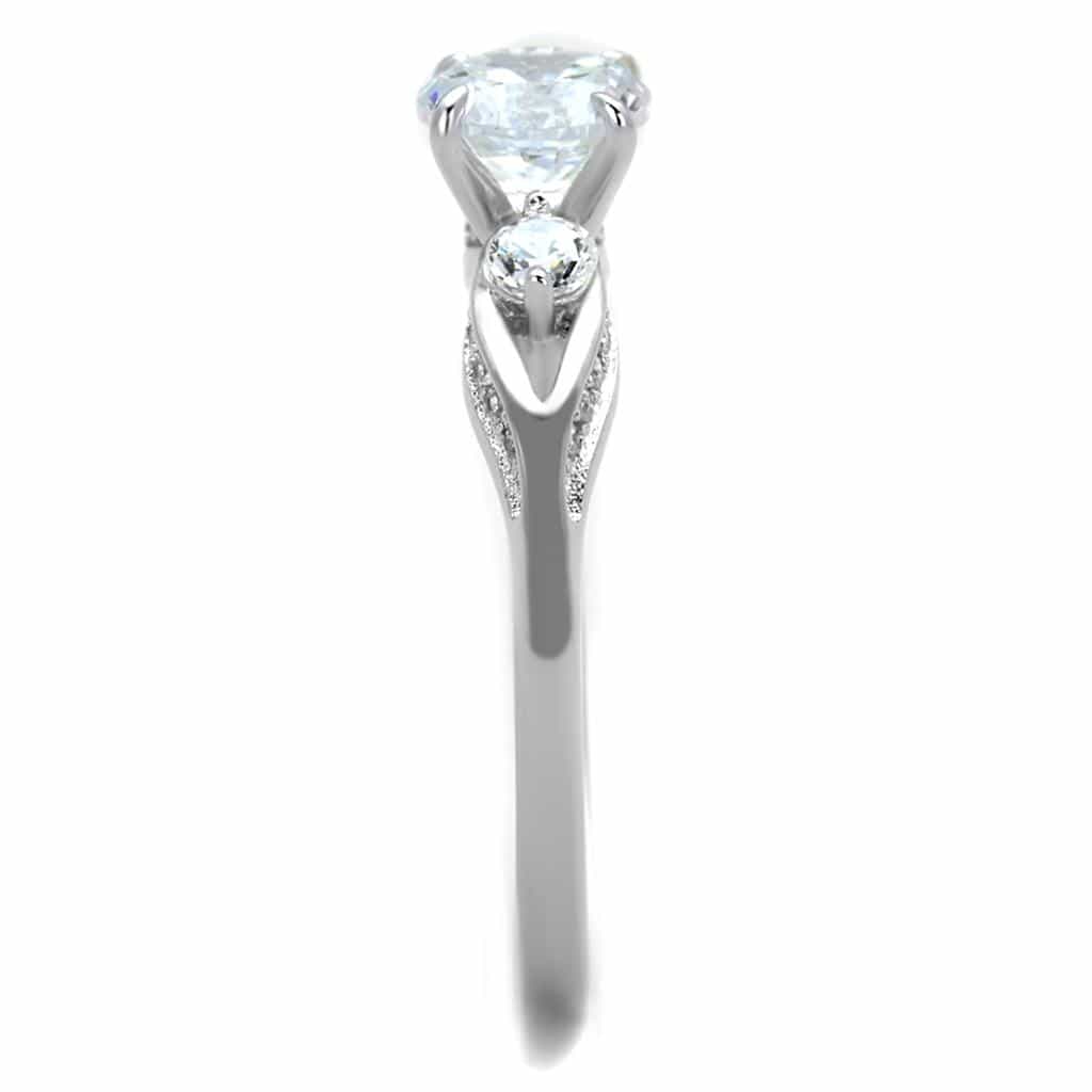 Sterling Silver CZ Heart Solitaire Bypass Pave Ring view 9