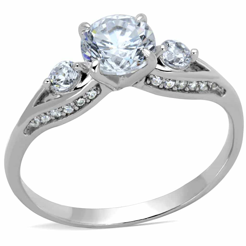 Sterling Silver CZ Heart Solitaire Bypass Pave Ring view 10