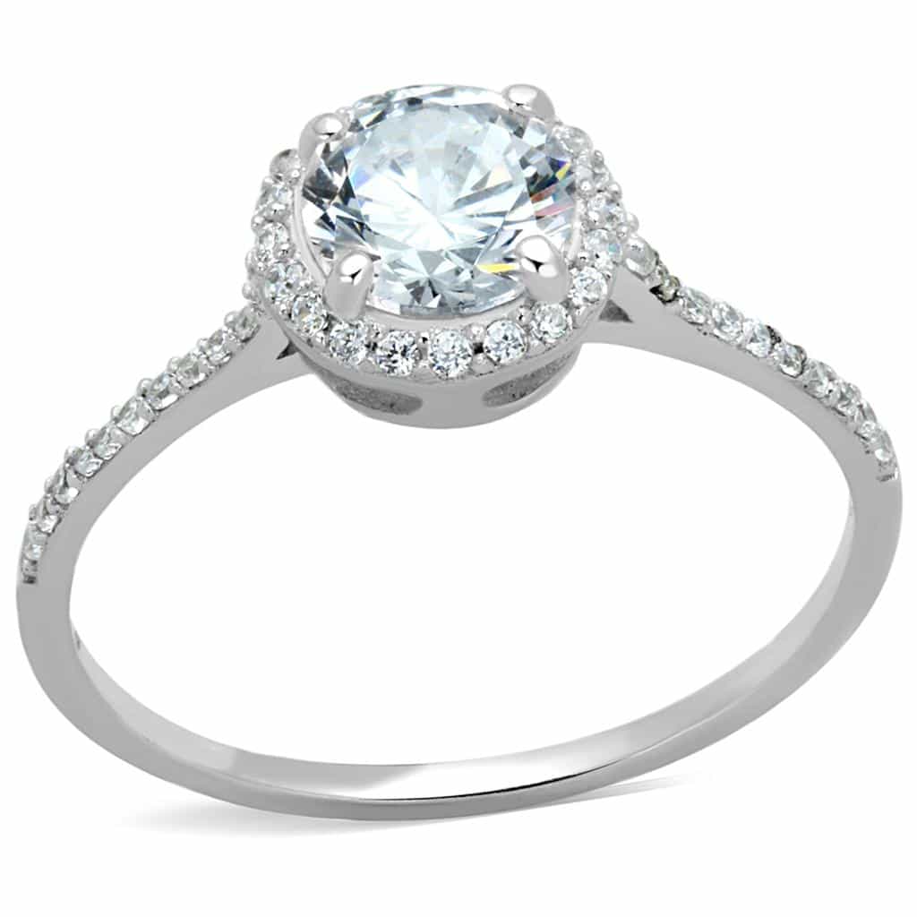 Sterling Silver CZ Round Large Halo Pave Ring view 5