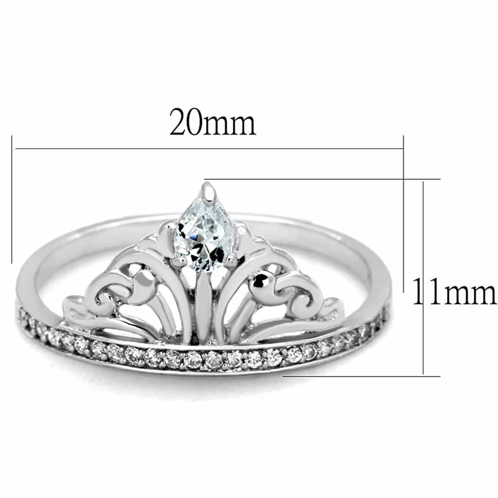 Sterling Silver CZ Pear Crown Tiara Filigree Ring view 7