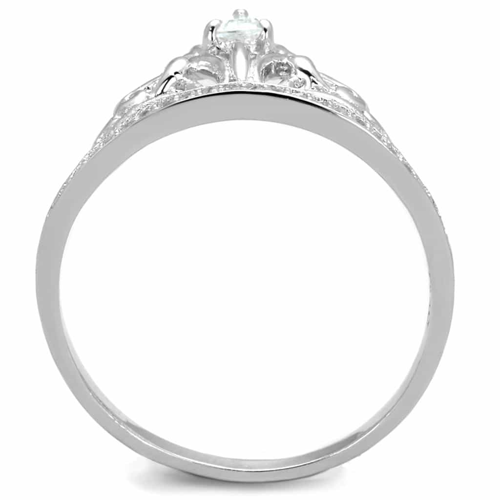 Sterling Silver CZ Pear Crown Tiara Filigree Ring view 8