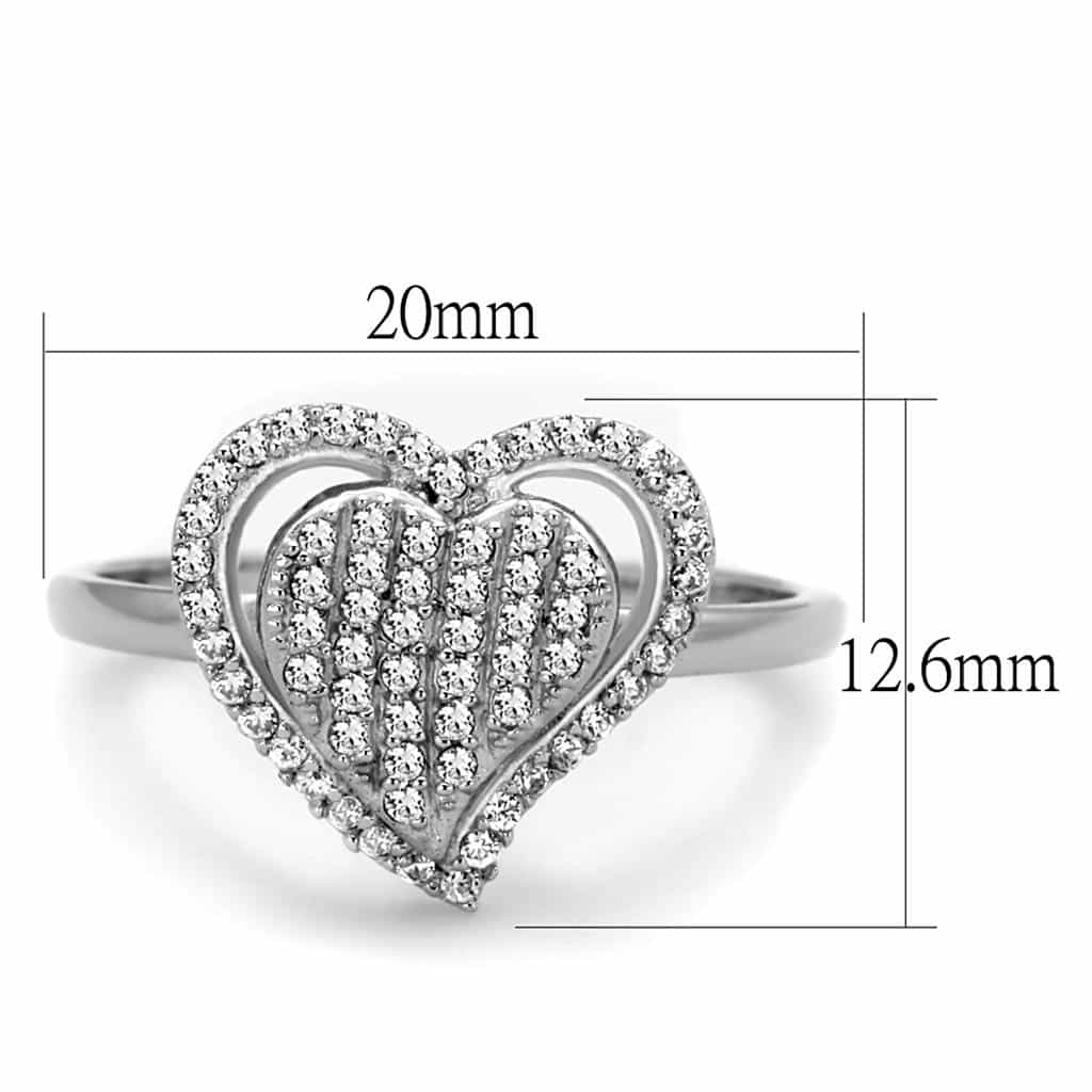 Sterling Silver CZ Pave Heart Large Halo Ring view 7