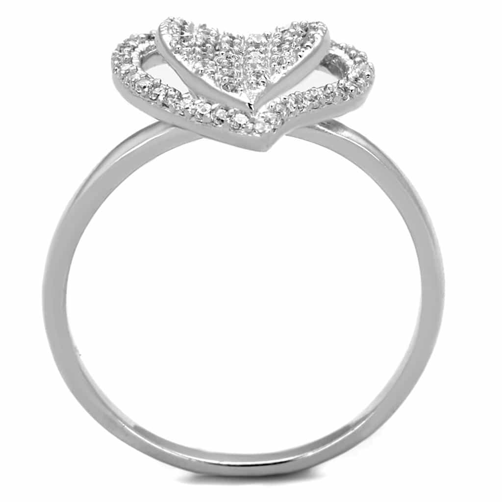 Sterling Silver CZ Pave Heart Large Halo Ring view 8