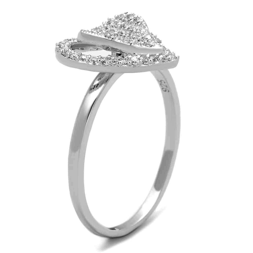 Sterling Silver CZ Pave Heart Large Halo Ring view 9