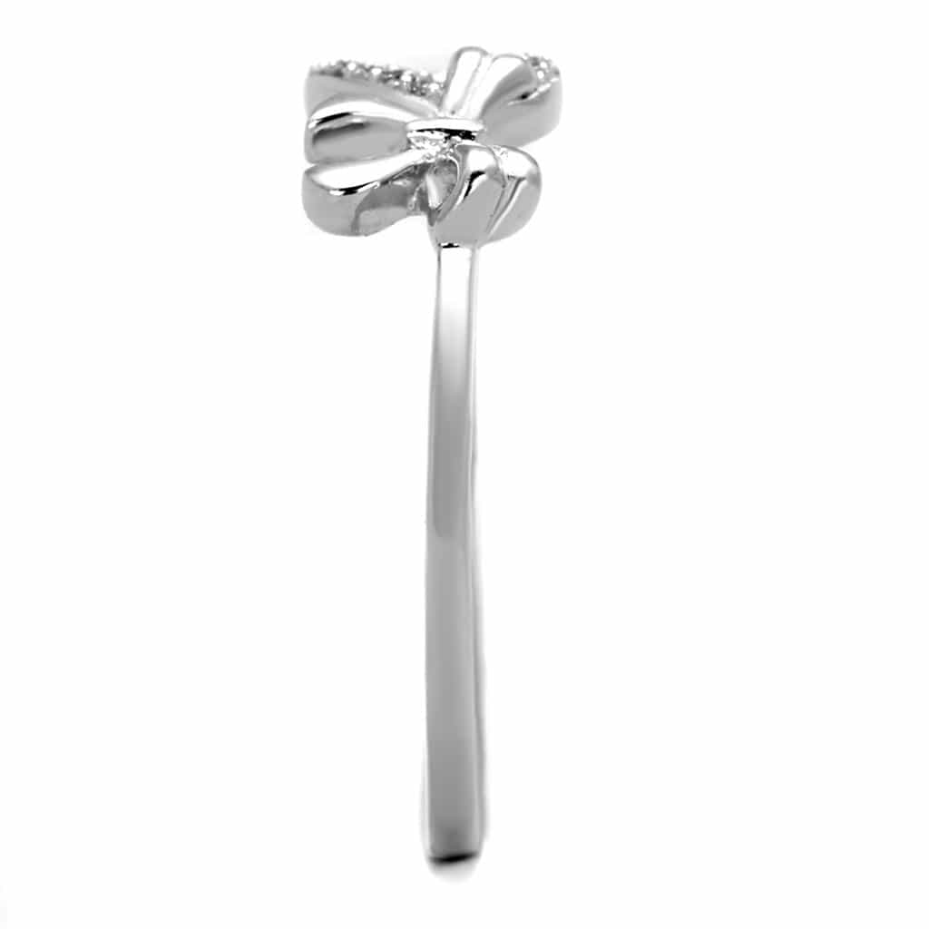 Sterling Silver CZ Heart Bow Cross Open Ring view 9