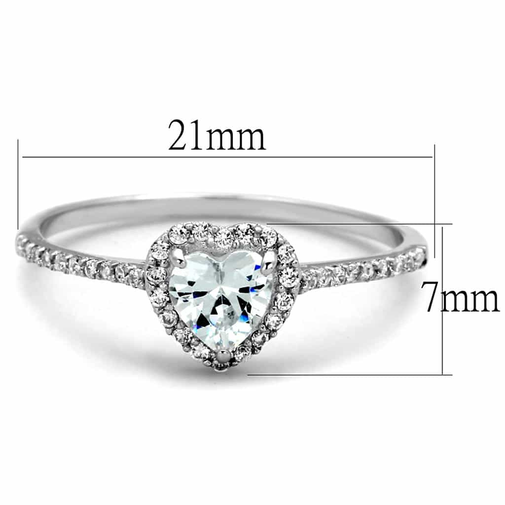 Sterling Silver CZ Round Heart Halo Pave Ring view 8